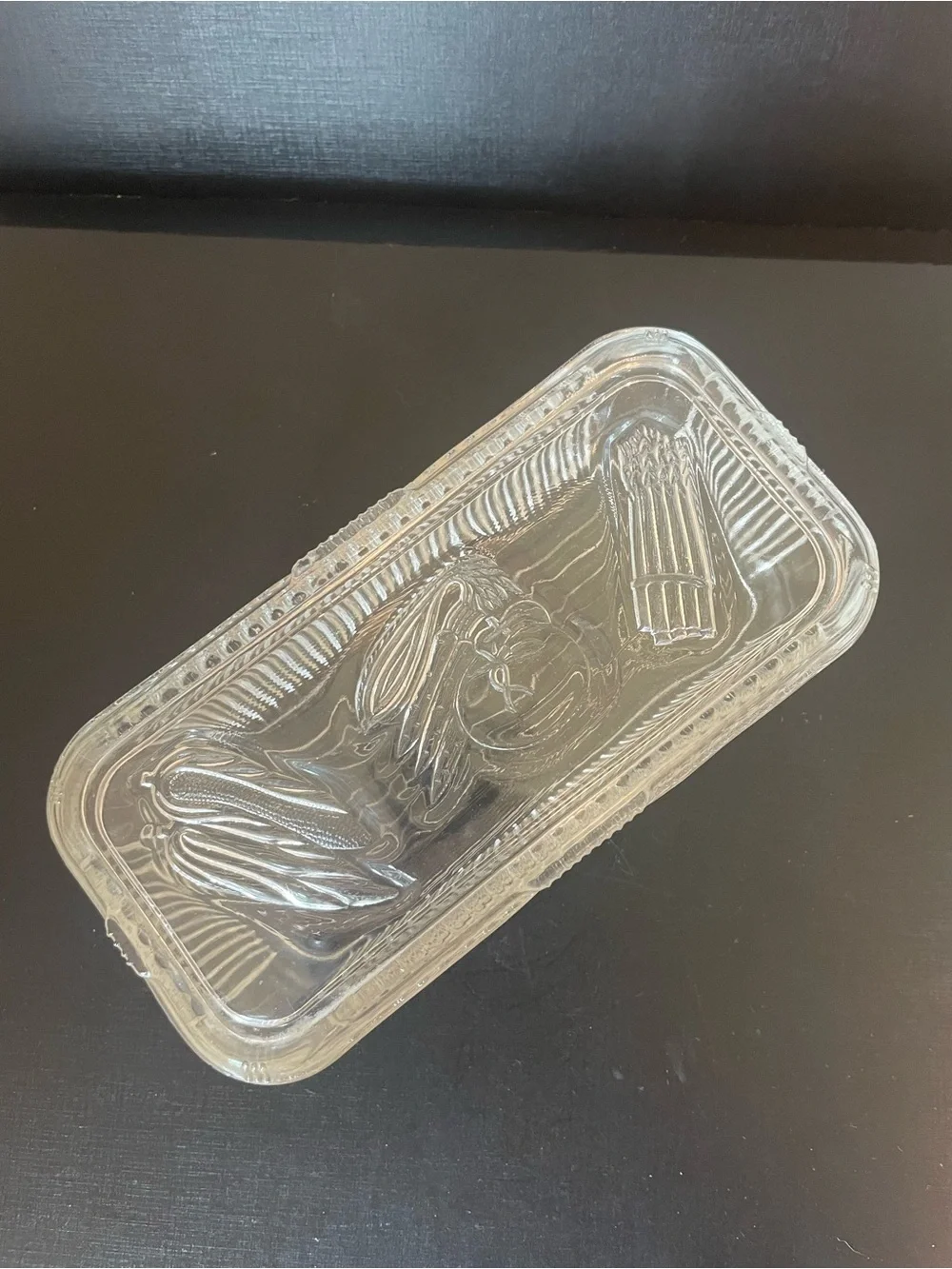 Vintage Federal Glass Rectangle Refrigerator Dish Vegetables Ribbed